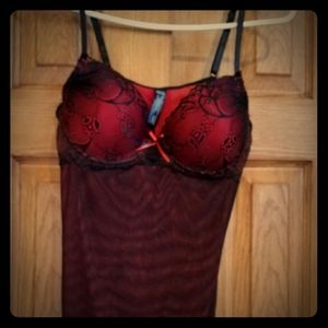 Delicate yet sexy black and red slip dress